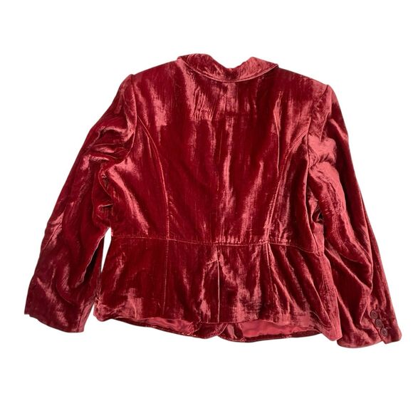 Lane Bryant Crushed Velvet Blazer Jacket Women Size 18 Red Burgundy - Picture 3 of 12
